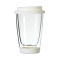 Modern Design 350ml Double-Walled Borosilicate Glass Coffee Mug Thermal Insulated Espresso Cup with Silicon Lid Base and Milk