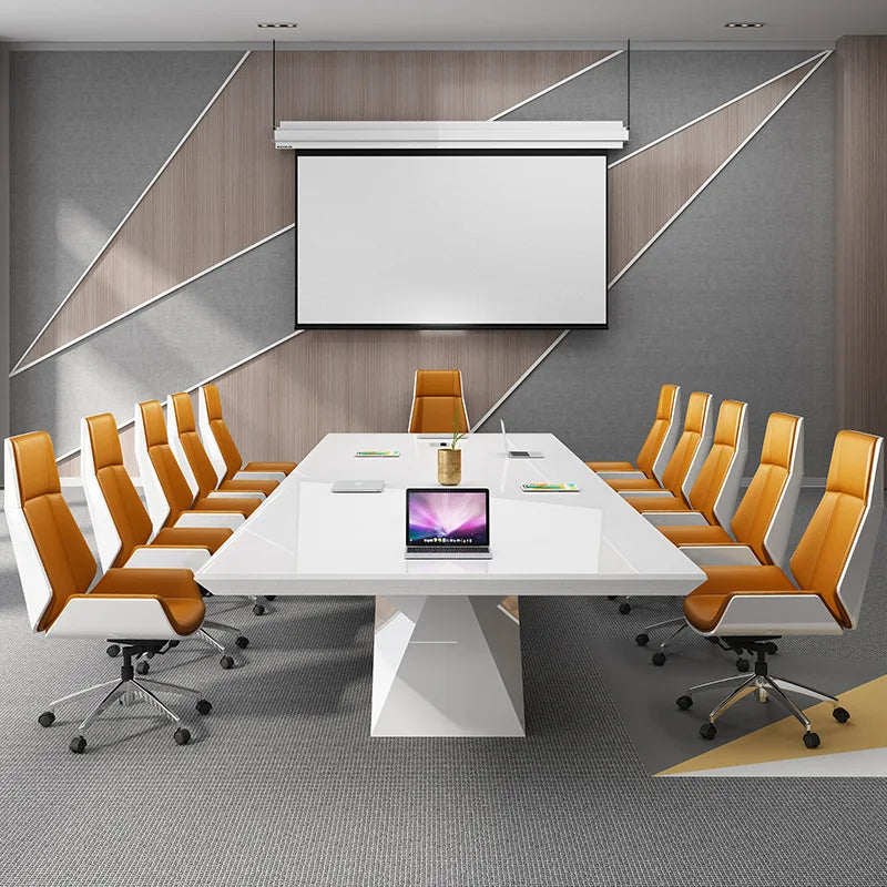 Customized Office Furniture Modern Wooden Table Commercial Furniture Solid Wood Wooden Top Steel Base 3 Layers Office Table