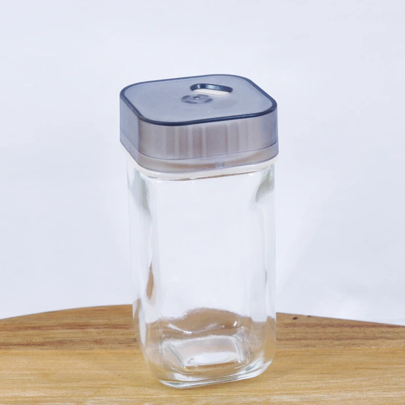 100ml Square Glass Spice Containers Shaker Lids Airtight Plastic Food Grade Classic Style Multifunction Design for Kitchen Use