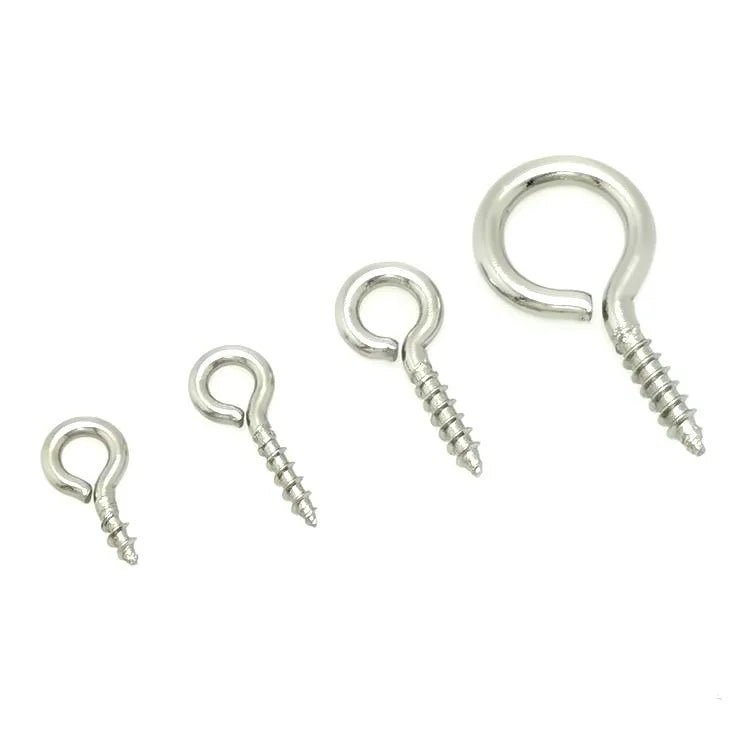 2025 Wholesale Small Tiny Mini Eye Pins Hooks Eyelets Screw Threaded Stainless Steel Clasps Hook Jewelry Findings for Making DIY