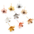 10pcs (5 Pairs) 14x14mm Antique Silver Gold Bronze Plated Flower Stud Earrings Hooks Connector Link for Jewelry Making Supplies