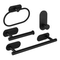 Modern 4-Piece Stainless Steel Bathroom Accessories Set Towel Bar Paper Holder Robe Hook Towel Ring in Black Silver Gold