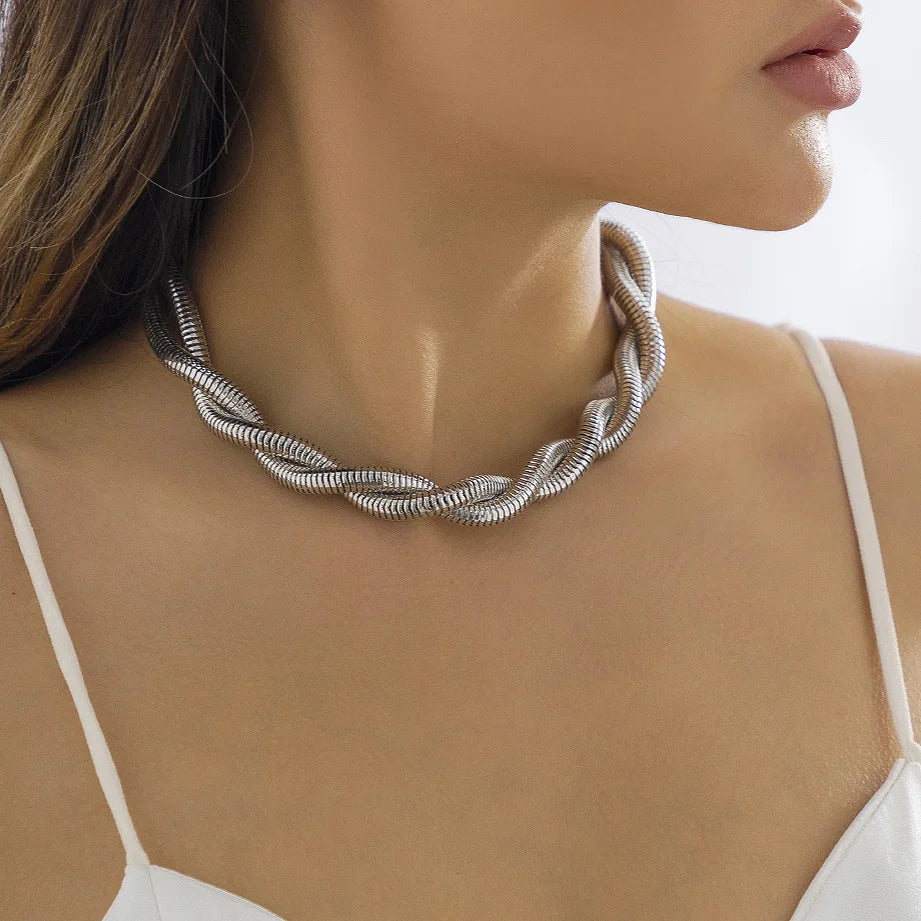 2022 Hot Sale Punk Personality Double Layer Necklace Adjustable Snake Bone Chain Necklace Set for Women and Girls