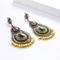 Handmade Bohemian Acrylic Beaded Dangle Fringe Earrings Women Fashion Crystal Rhinestone Opal Tassel Earrings Multicolor
