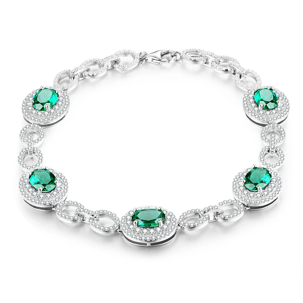 Hot Sales Wedding Jewelry Delicate Zambian Emerald Bracelet 925 Sterling Silver Tennis Bracelet for Women