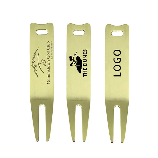 Custom Plated Golf Club Divot Tool with Customized Brass Metal Logo Bulk Order Available