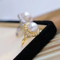 R2522 11-12mm Natural Freshwater Pearl Ring Accessory 925 Sterling Silver Adjustable Size Engagement Jewelry Ring for Women