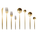 Nordic Portuguese Cutlery Matte Flatware Set Golden Spoon Western Silverware