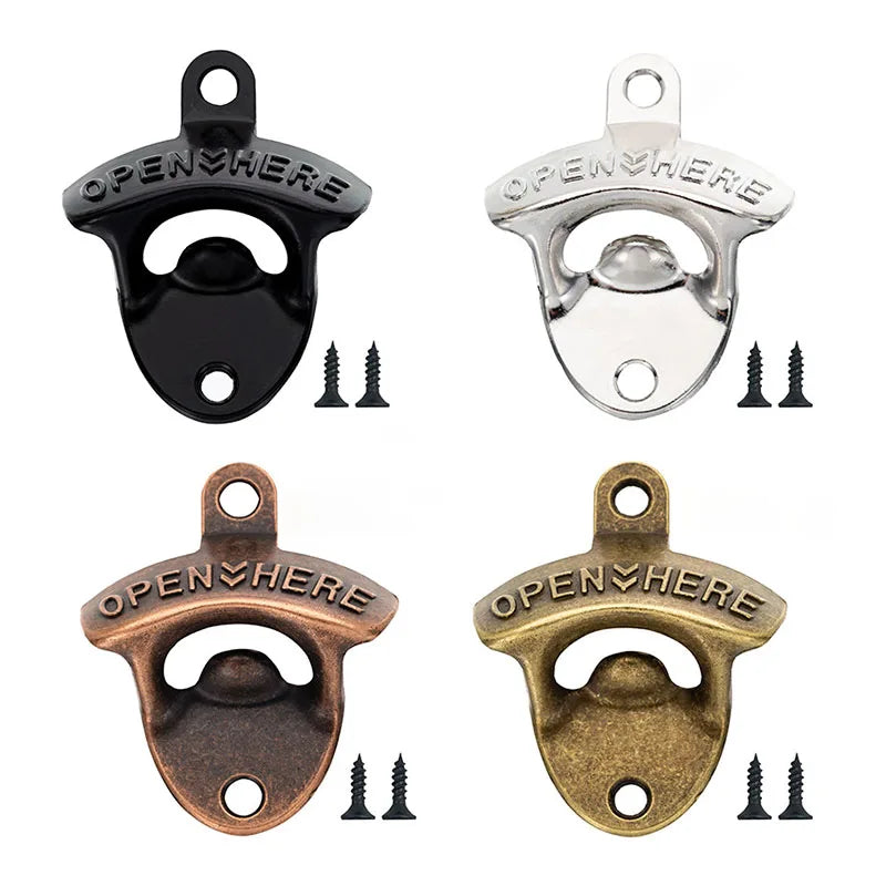 Custom Logo Zinc Alloy Sliver Gold Brass Black Metal Wall Mounted Bottle Opener Wall Mounted for Promotion