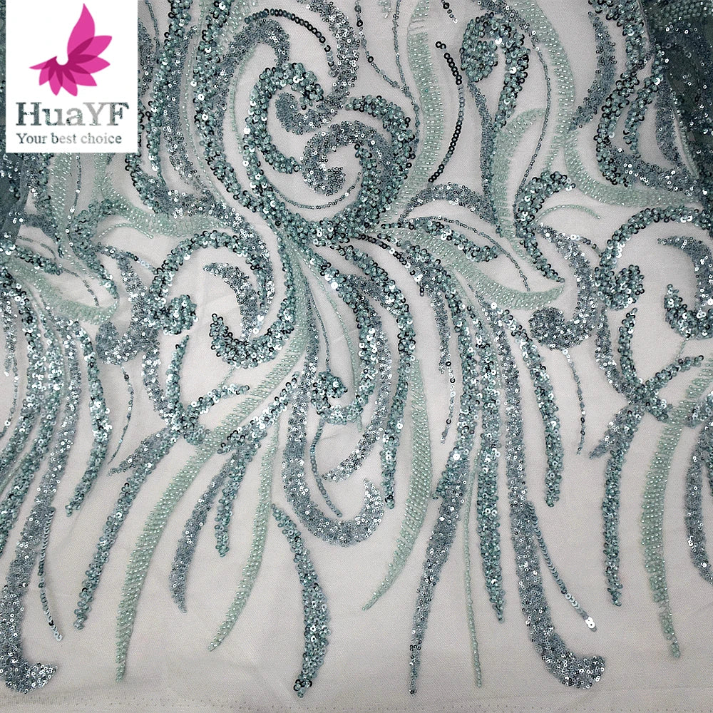 HY2493 Hot Sell Embroidery French Lace Beaded Fabric Sequins Laces