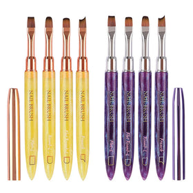 Professional Eco-friendly Skin-friendly Durable Nylon Acrylic Nail Brushes Set Plastic Handle 3D Art Tips Builder UV Gel Polish