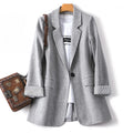 RNSHANGER Office Lady Casual Blazers for Women Fashion Single Button Long Sleeve Outerwears Spring Casual Suit Coat