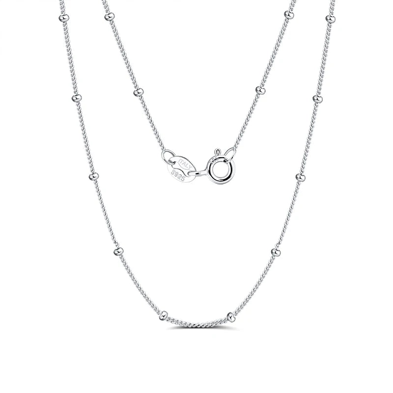 RINNTIN SC22 Factory Wholesale Plata 925 Al Por Mayor 925 Sterling Silver Side Chain Necklace With 2.0mm Ball Beads Men Women