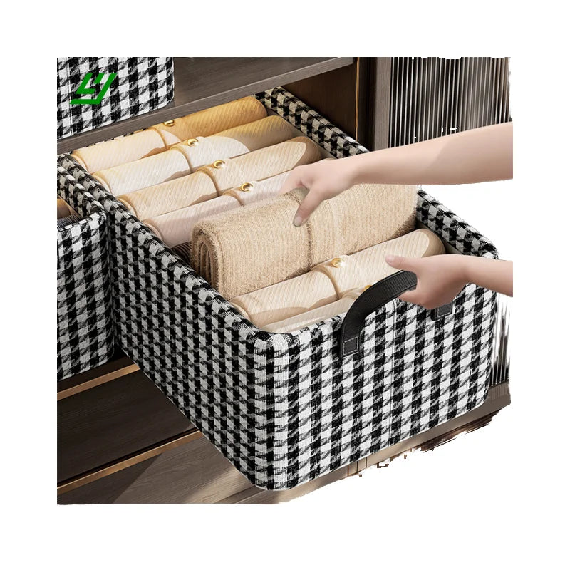 Portable Foldable Storage Box Organizer Non-Woven Canvas Square Suitcase Container Carved Technique Home Quilt Clothes Tidy