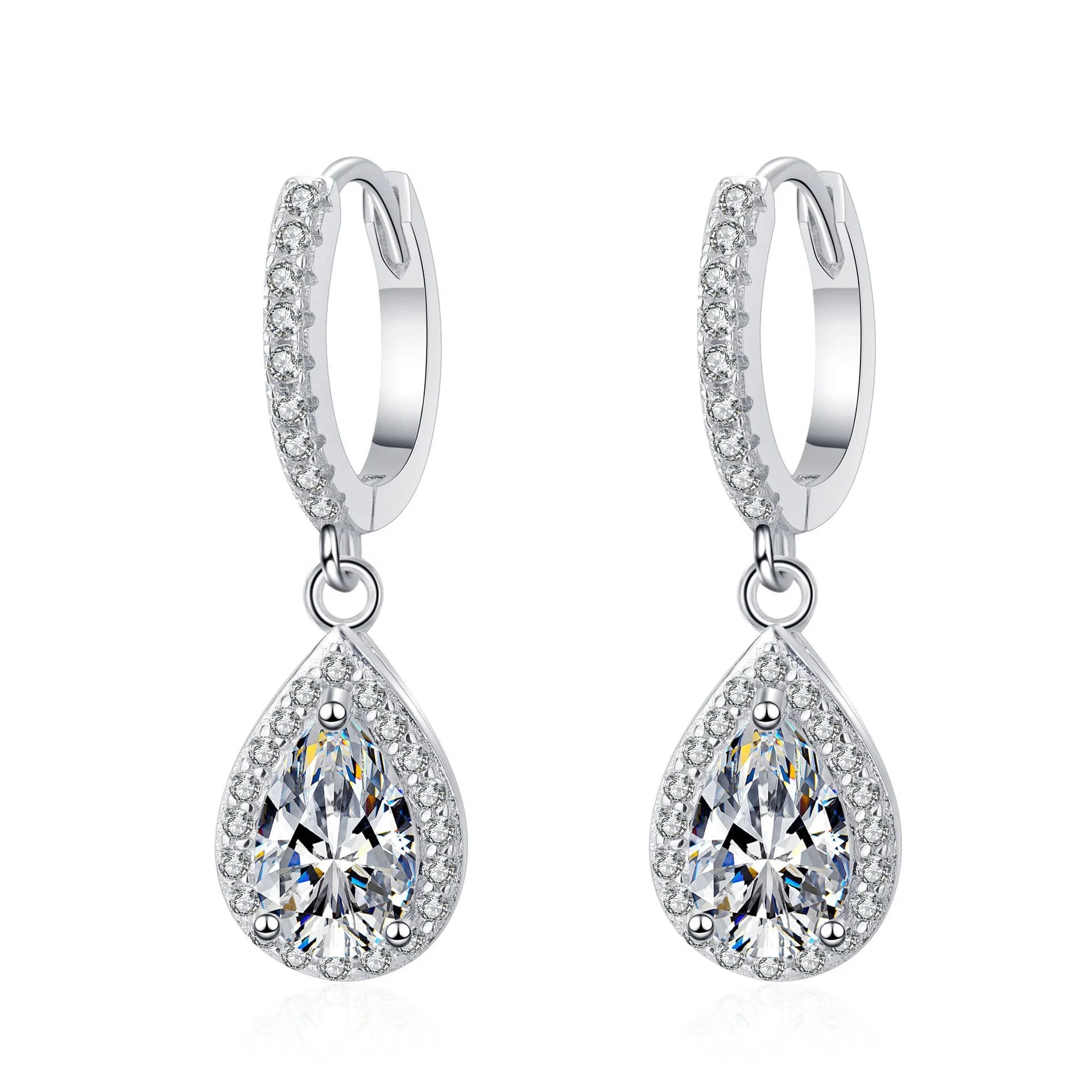 Happy Valentine's Day Water Drop Shape Moissanite Jewelry 925 Sterling Silver Drop Earring Joyeria Plata 925