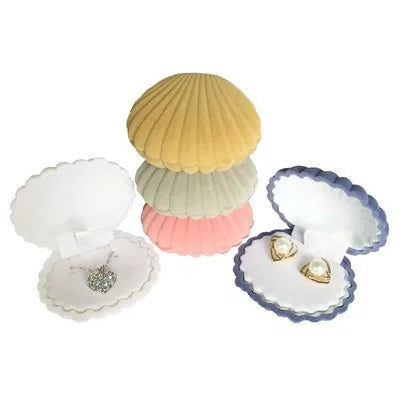 Foam Insert Sea Shell Velvet Pink Gift Box Jewelry Ring Display Earring Necklace Velvet Shell Shape Jewelry Box