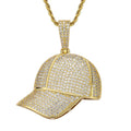 Popular Copper Brass Jewelry for Men Women 18K Gold Plated Zircon Rhinestone  Hat Charm Pendant Necklace with Rope Chain