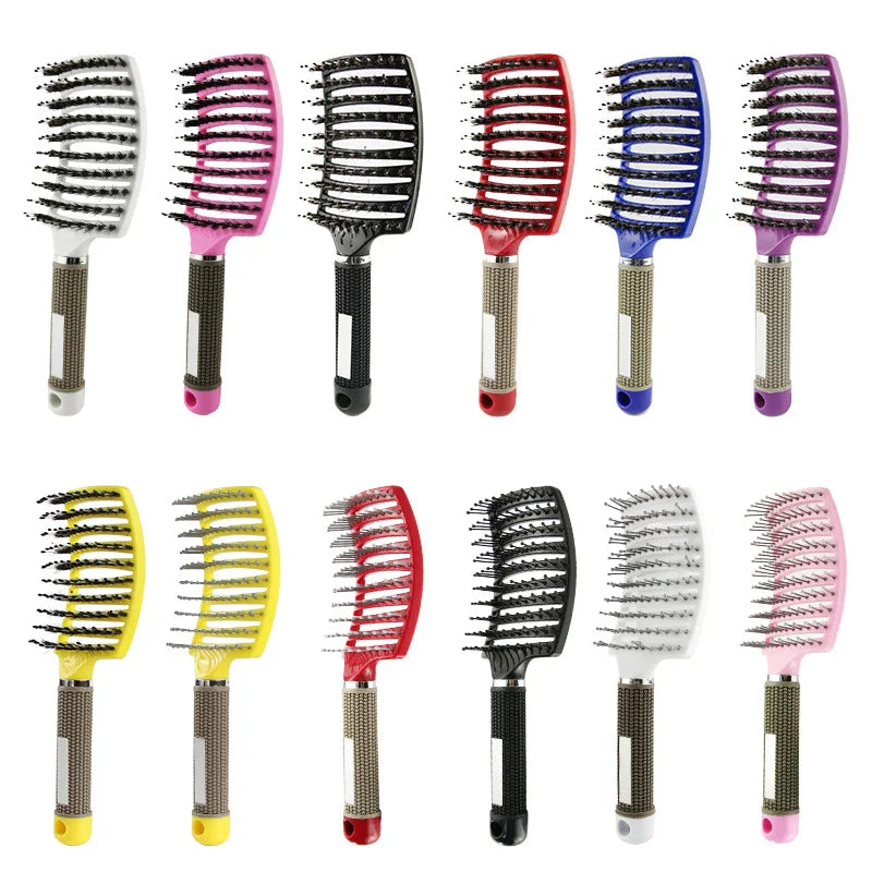 Hot Sell New Arrival Plastic Hair Brush Hair Styling Nylon and Boar Bristle Plastic Hair Brush