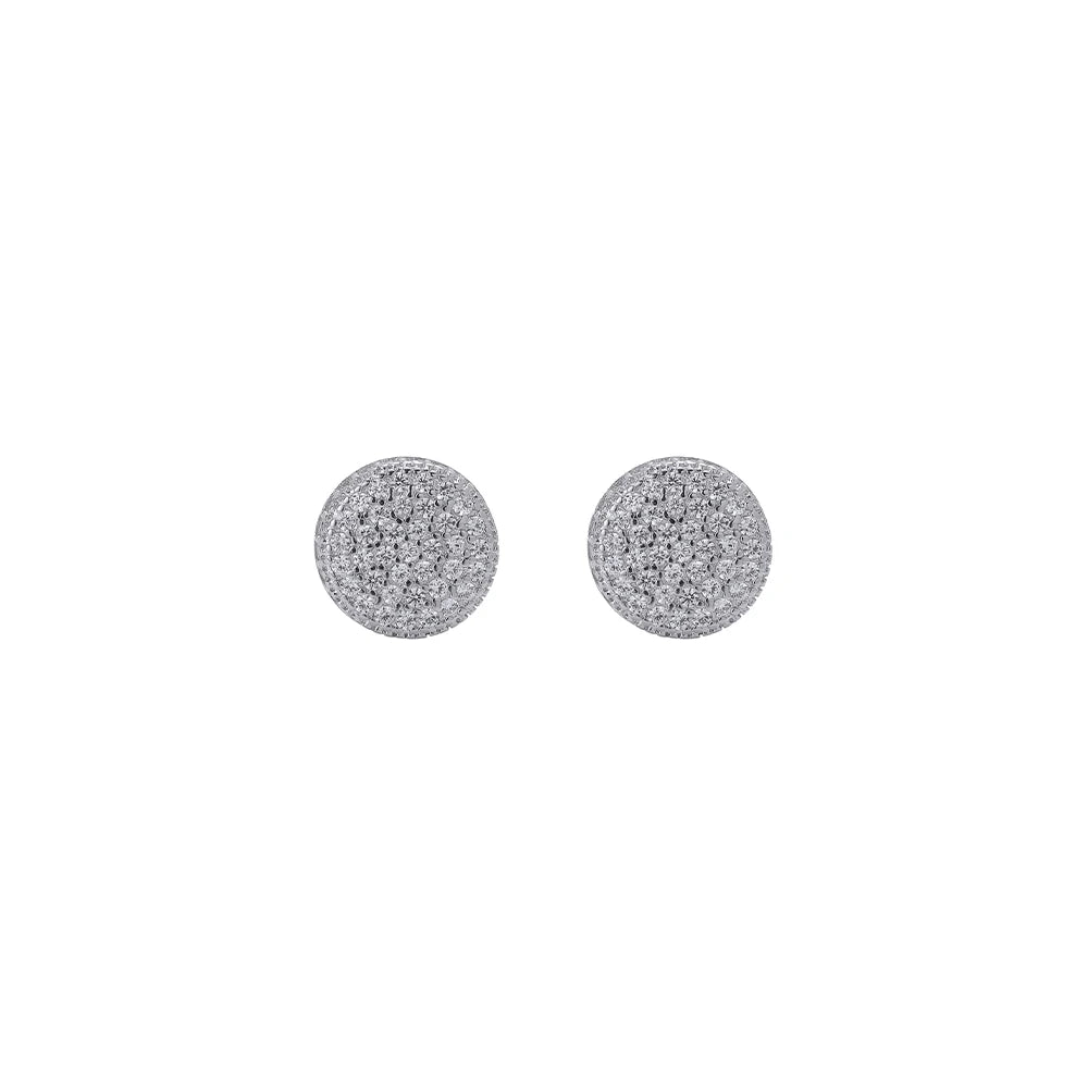 E042  Jewelry Bling Bling CZ Earrings Women Brass Setting Zircon Hip Hop Stud Earrings
