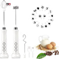 Powerful Usb Rechargeable Milk Frother Handheld Electric Aeroccino Milk Coffee Foam Maker with 3 Whisks White Black