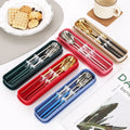 Outdoor Portable Travel Cutlery Set With Case Gift for Employees Spoon Fork Chopsticks Stainless Steel Portugal Cutlery Set