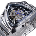 FORSINING Men's Automatic Wristwatch Skeleton Design Fashionable Waterproof Steel Case Luminous Dial 22mm Band Width Glass