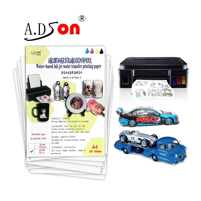 Inkjet Printer Clear & White Waterslide Decal Paper (A2/A3/A4) for DIY Model Car & Plane-Water Transfer & Gift Idea