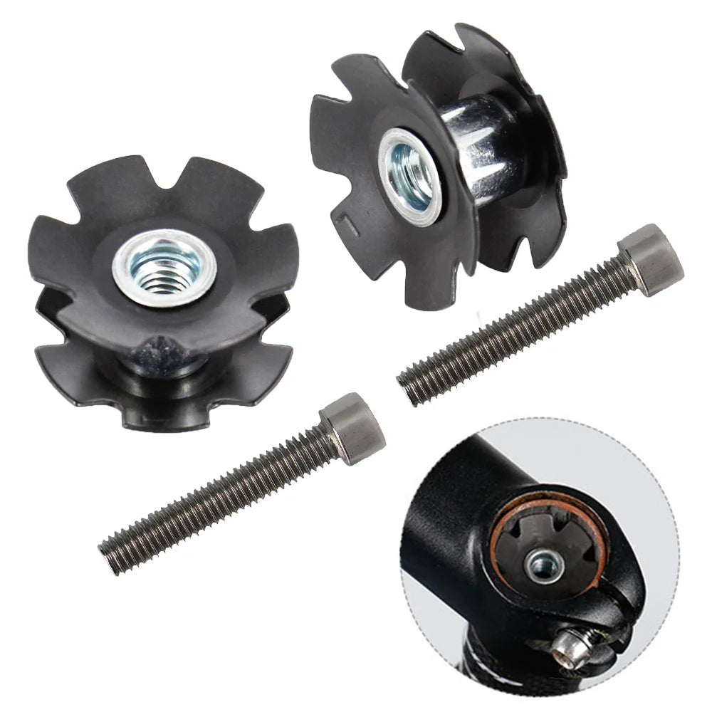 Bicycle Front Fork Mount Core MTB Steer Tube Headset Flanged Fastening Bolts Star Nuts for 1-1/8" 28.6mm Steerer Threadless Fork