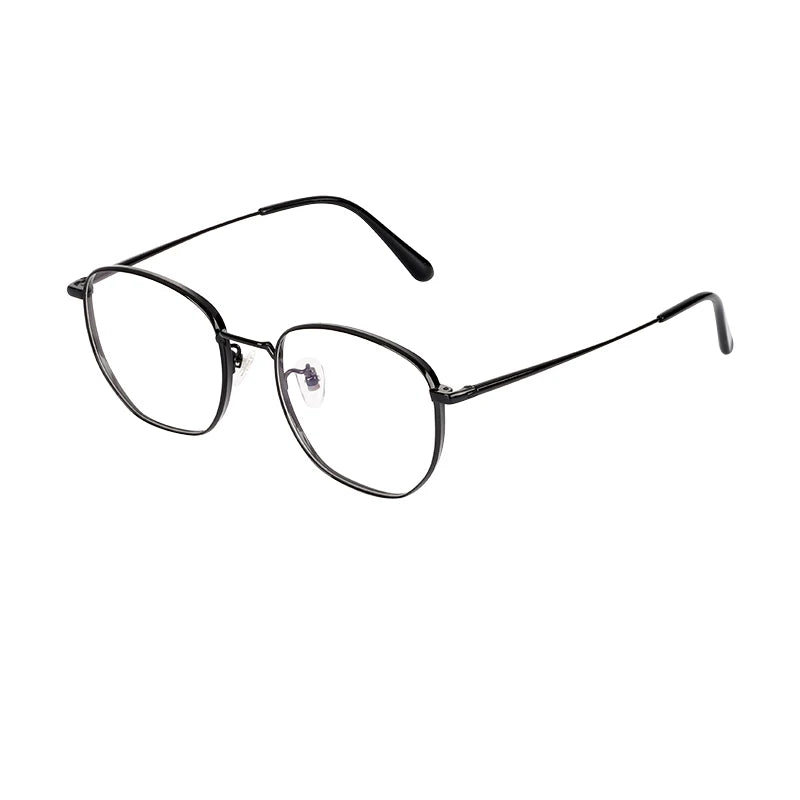 Custom Made High Quality Gold Optical Titanium Black Full Frames Eyeglasses for Men Diamond Face Shape Match MegaBDM