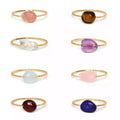 SC Women Simple Jewelry Gold Plated Stainless Steel Finger Rings Natural Stone Irregular Crystal Thin Ring for Women