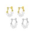 S925 Sterling Silver Earrings Hoops Stud Women Luxury 18k Gold Plated Freshwater Pearl Hoop Earrings