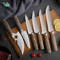 6 Pcs Handmade High Carbon Steel Kitchen Knife Set Kiritsuke Chef Santoku Nariki Boning Utility Paring Knife Pakkawood Handle
