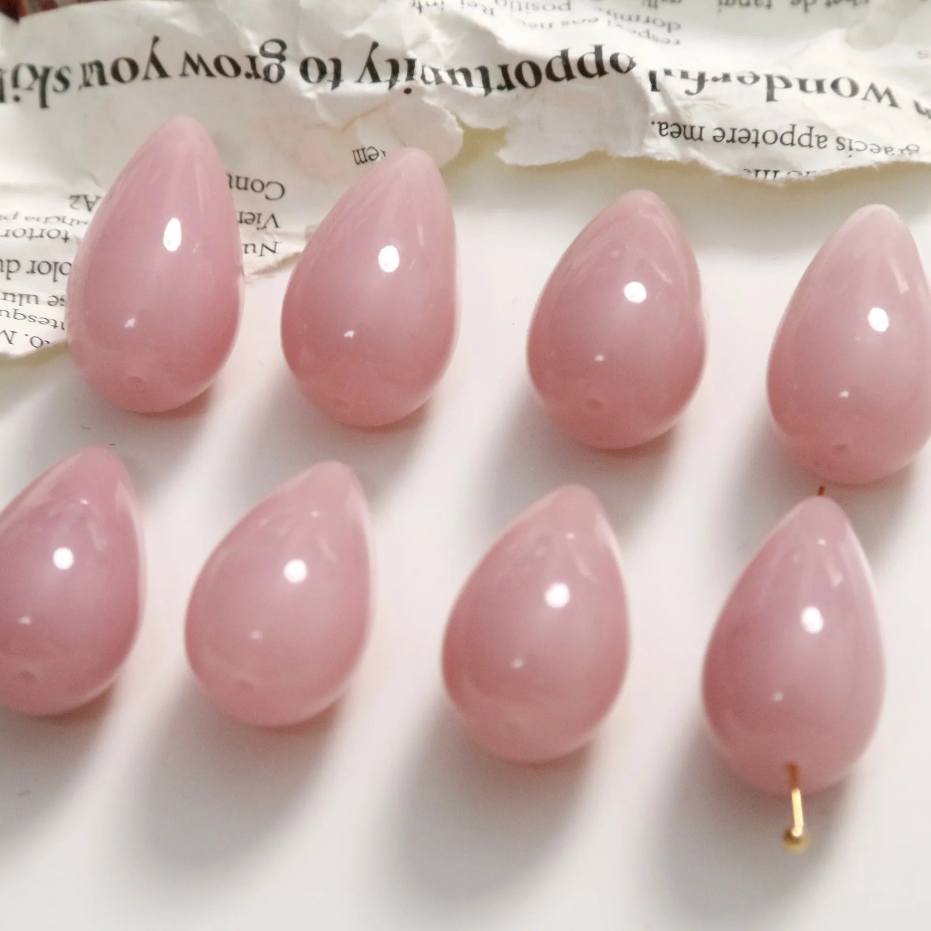 Dainty 13*24mm Pink Oversized Drop Shape Loose Beaded Glass Beaded Charm for DIY Jewelry Making Accessories