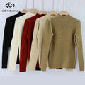 OEM ODM Custom Design Basic Knitwear Pullover Sweater for Women Casual Top Knitted Rib Half Turtleneck Winter Season Front Logo