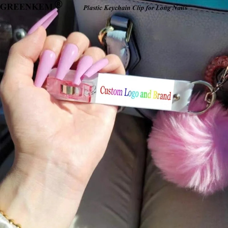 ATM Credit Card Grabber Pom Pom Debit Nail Pullers Design Card Grabber for Long Nails Plastic Keychain Clip for Long Nails