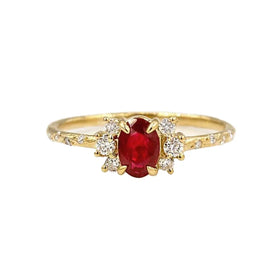 Oval-Cut Ruby 925 Sterling Silver Ring 18K Gold Plated Women Jewelry Elegant Everyday Bridal Gift