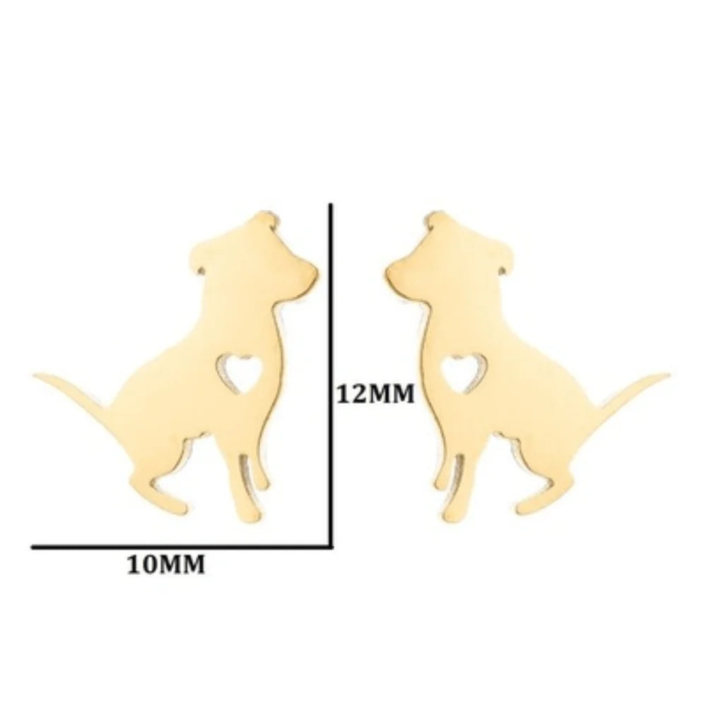 Tiny Dog Charm Stainless Steel Stud Earrings Jewelry Earring Women