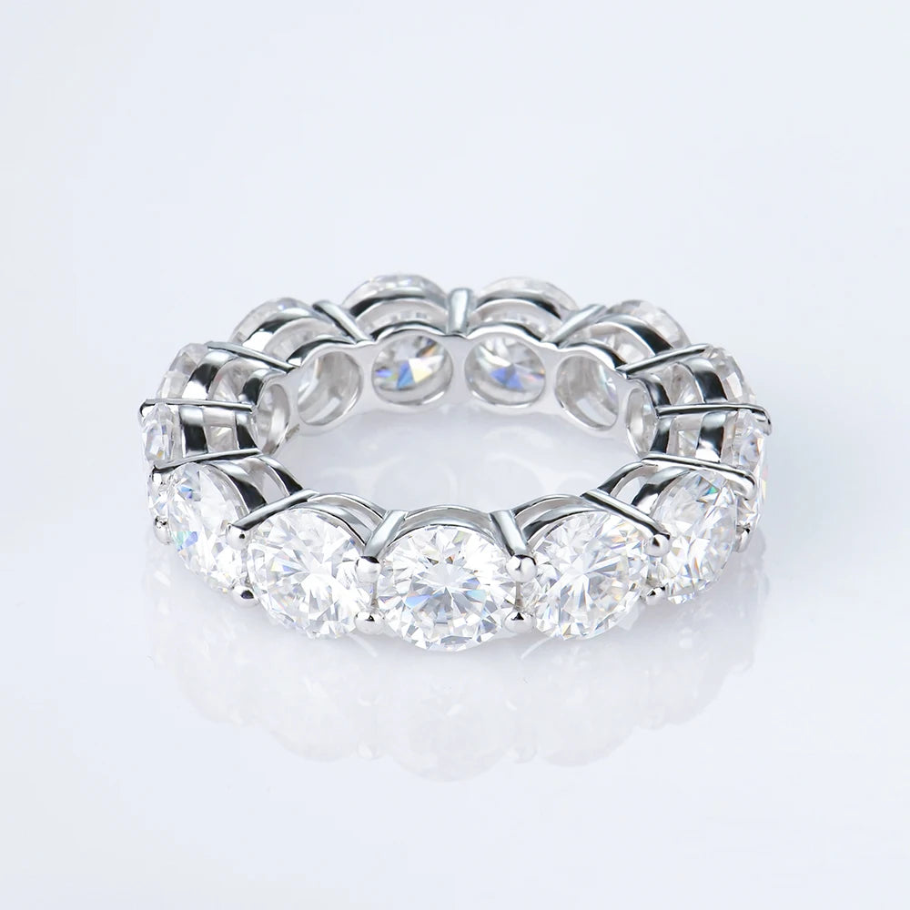 Stocks Fine Jewelry Moissanite Tennis Rings 925 Sterling Silver VVS1 DEF Color Round Shape Moissanite Rings Hip Hop Jewelry