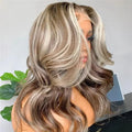 Customized 100% European Human Raw Hair Wigs 5*5 Transparent Lace Closure Wigs Ombre Blond Body Wave Glueless Lace Front Wigs MegaBDM