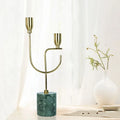 Customize Wedding Decoration European Style Stone Candle Stick Holders Tall Centerpiece Metal Marble Gold Candlestick Holder
