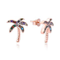 925 Sterling Silver Rose Gold Plated Trendy Palm Tree Stud Earrings Zircon Stone for Women-Parties Anniversary Wedding Gifts