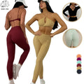 Fitness Workout Activewear Gym Seamless Halter Sports Bra Nylon 4 Piece Yoga Athletic Wear Set for Women