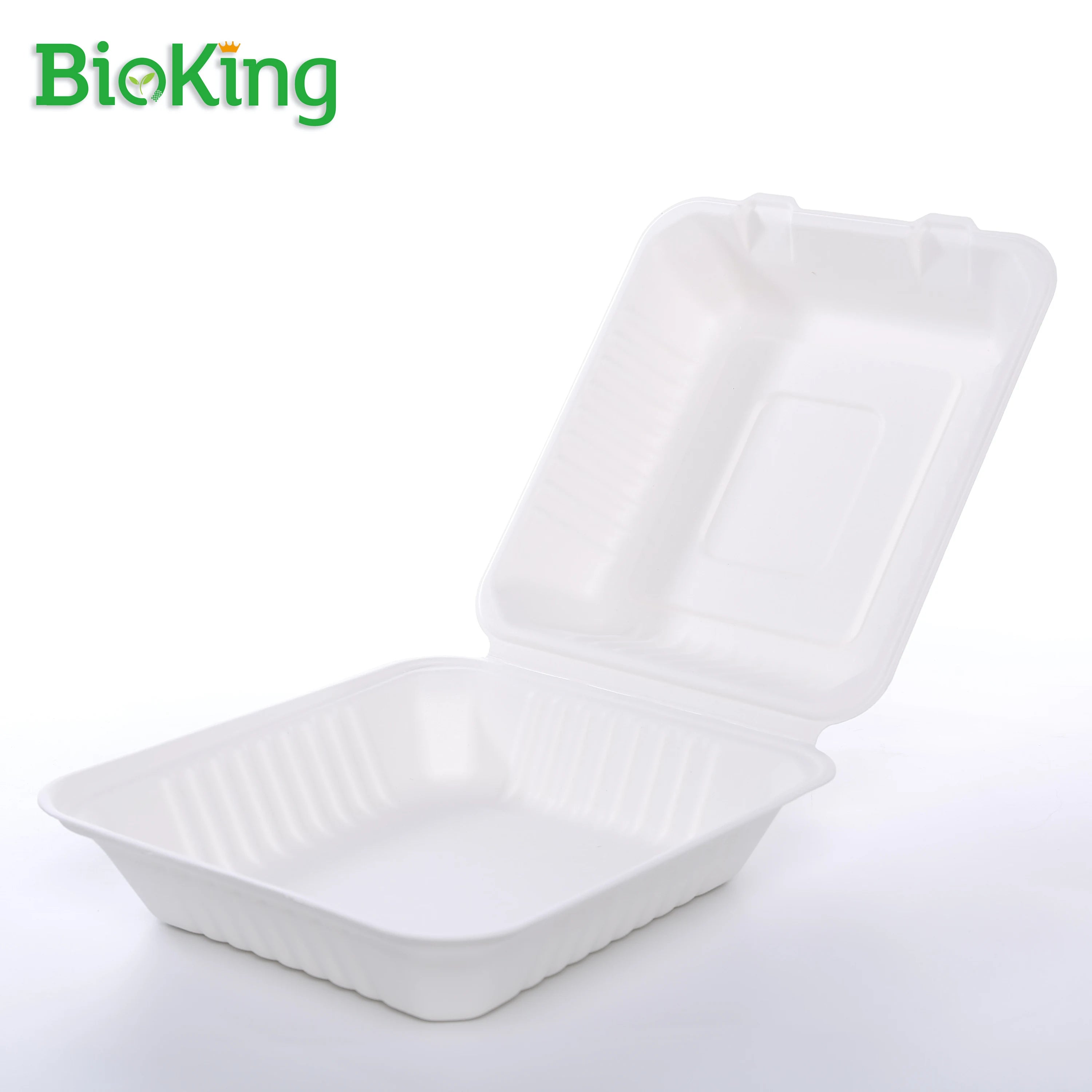 BioKing Good Selling Sugar Cane Packaging Biodegrad Luxury Tableware Clamshell Bagasse Gastronomie