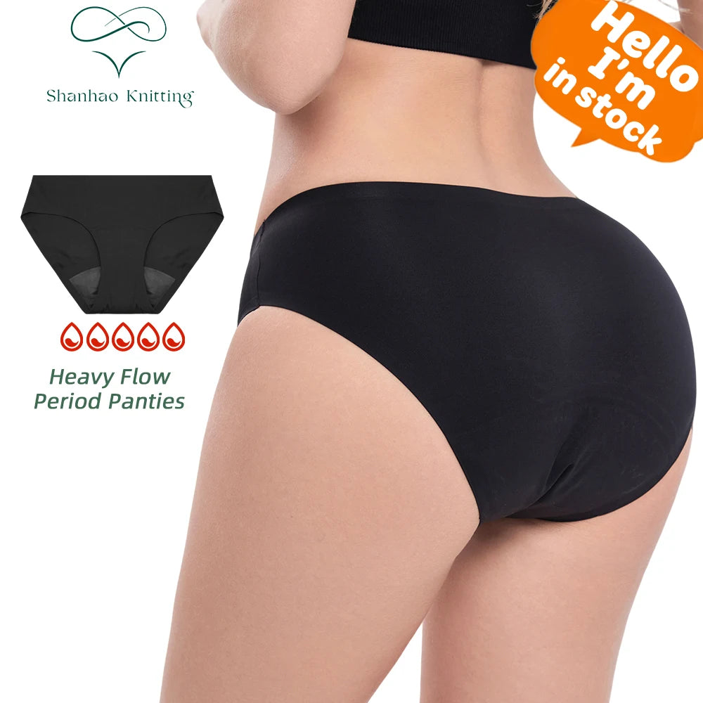 Shanhao OEM Seamless Anti-side Leakage Period Panties Washable Ladies Braga Menstrual Heavy Flow Menstrual Panties for Women
