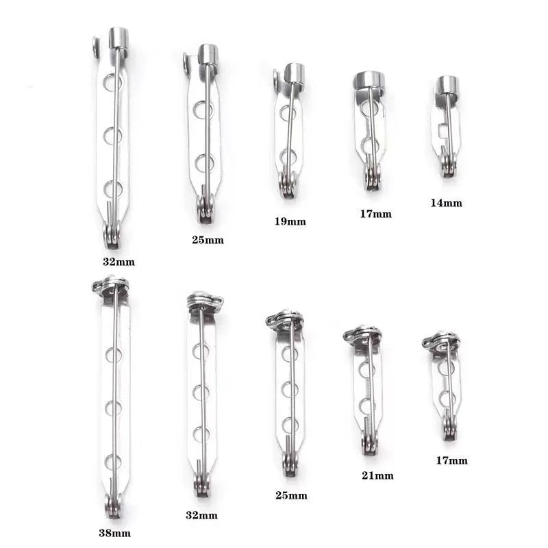Simple Stainless Steel Brooch Accessory Pin Base With Locking Buckle Assembly DIY Titanium Steel Handmade Jewelry Findings