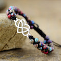 Romantic Mesh Peach Heart Double Hand-woven Bracelet Adjustable Bracelet Natural Emperor Stone Bracelet for Women