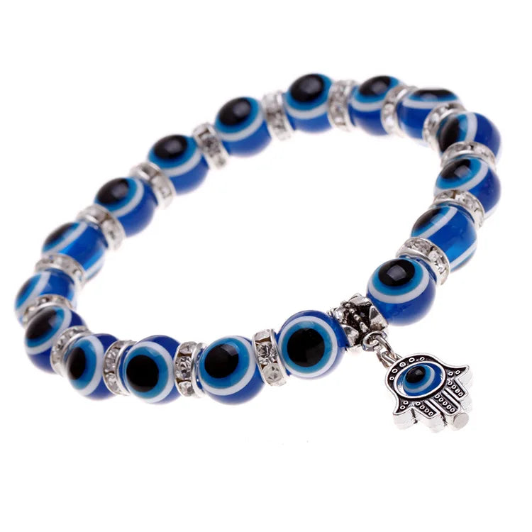 Fashion Simple Design  Turkish Blue Demon Eye Beaded Palm Charm Bracelet for Girl Beads Bracelets Jewelry