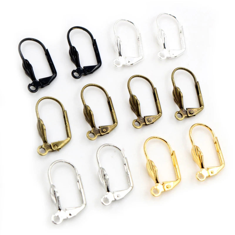 50pcs/lot 17x11mm High Quality 5 Colors Plated Brass French Earring Hooks Wire Settings Base Settings Wholesale