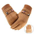 Men's Winter Gloves Suede Warm Split Finger Gloves Outdoor Sport Driving Mittens Winter Motorcycle Touch Screen Gloves