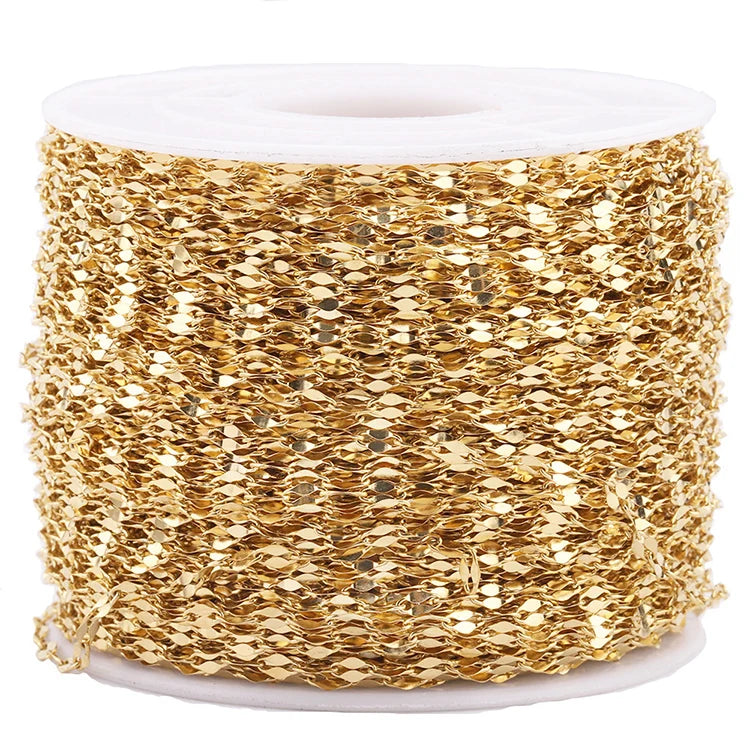 G1887 Fashion Titanium Steel Gold Plated Lip-shaped Link Chain for Necklace Chains Roll for Jewelry Making